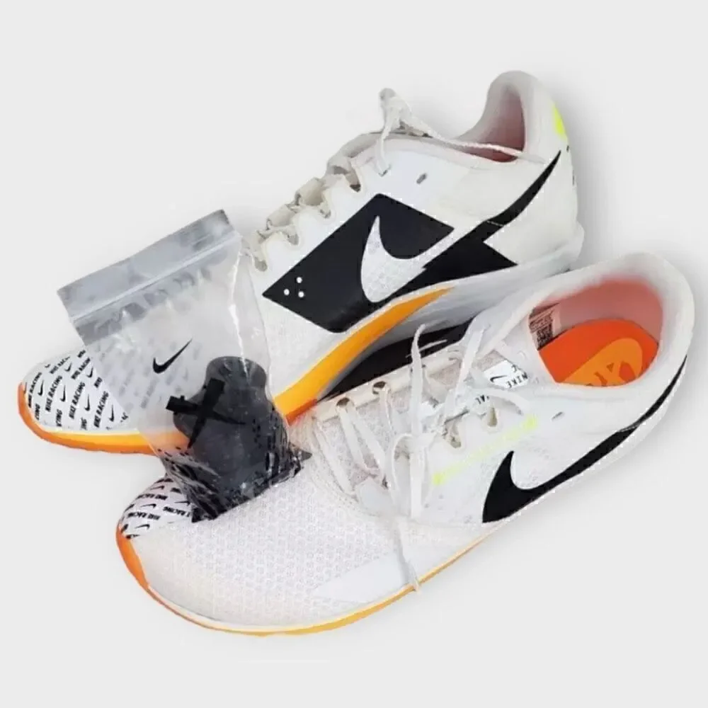 Nike Zoom Rival XC 6 White/ Orange Track Shoes Spikes DX7999-100 Mens size 8.5